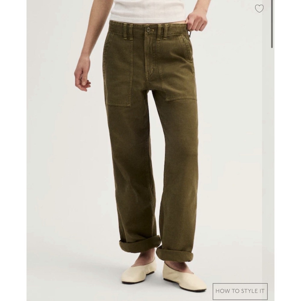 Madewell Cotton Green Utility Pant New Low-Slung Baggy OA963 26